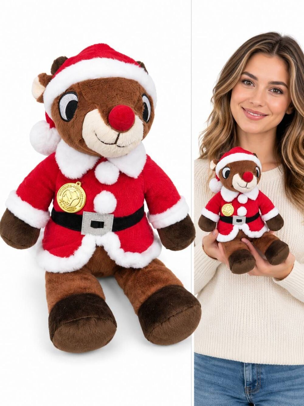 DanDee Rudolph 50th Anniversary Santa Plush Reindeer